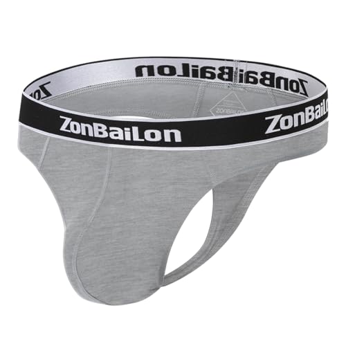 BIATWOWR Herren Verstärkender String Herren Niedriger Taille G Strings Hautfreundlich und Bequem ohne Etikett Hellgrau M von BIATWOWR