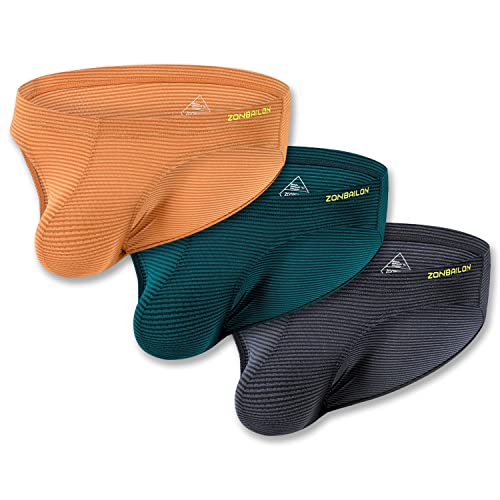 BIATWOWR Männer Stripes Slips Bequeme Atmungsaktive Low Rise Bulge Enhancing Pouch Unterwäsche 2XL 3 Sätze von BIATWOWR