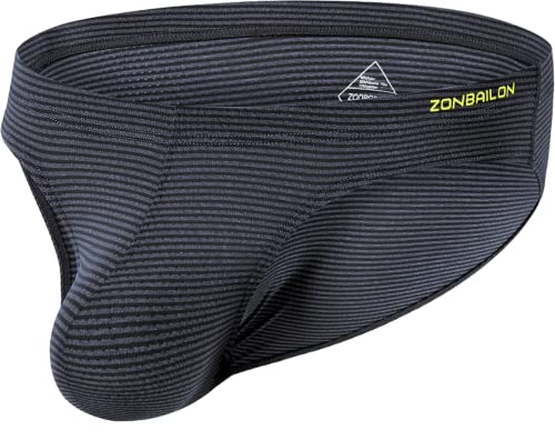 BIATWOWR Männer Stripes Slips Bequeme Atmungsaktive Low Rise Bulge Enhancing Pouch Unterwäsche 2XL Grau von BIATWOWR