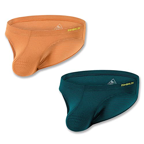BIATWOWR Männer Stripes Slips Bequeme Atmungsaktive Low Rise Bulge Enhancing Pouch Unterwäsche XL 2 Sätze von BIATWOWR