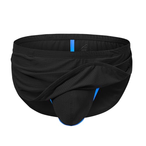 BIATWOWR Men's Color Block Sexy G-String Jockstrap - Breathable Seamless No Bulk Enhanced Pouch Underwear Black-3XL von BIATWOWR
