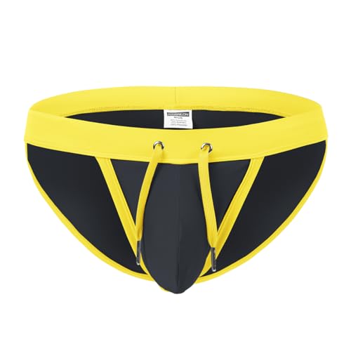 BIATWOWR Men's Sexy Low - Rise Triangle Swim Trunks with Bulge Pouch and Adjusttable Drawstring Grey-XL BIATWOWR Men's Sexy Low - Rise Triangle Swim Trunks with Bulge Pouch and Adjusttable Drawstring Grey-XL von BIATWOWR