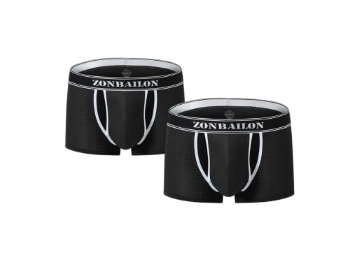BIATWOWR Herren Boxershorts Unterwäsche Sexy Atmungsaktiv Netz mit einem Beutel Verbessernde Kurze Boxer Männliche Unterhosen 2 Schwarz M BIATWOWR Herren Boxershorts Unterwäsche Sexy Atmungsaktiv Netz mit einem Beutel Verbessernde Kurze Boxer Männliche Unterhosen 2 Schwarz M von BIATWOWR