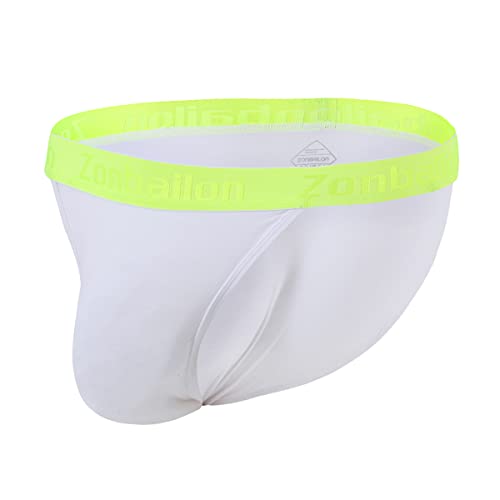 BIATWOWR Mens Briefs Herren Underwear Bulge Unterhosen Solid Color Underwear with Slip for Male Elastic Wide Waistband No Fly White L von BIATWOWR