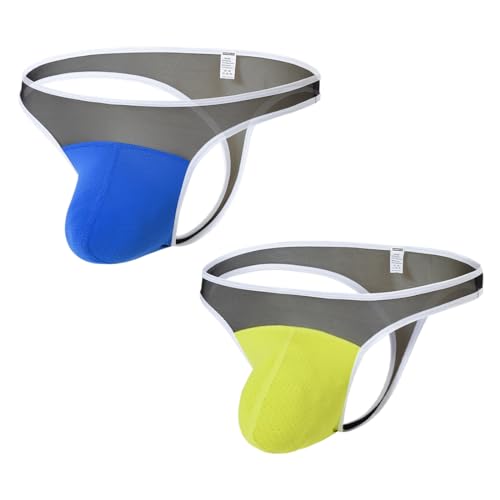 BIATWOWR Herren String Tanga Unterwäsche mit Atmungsaktiven Gewebe Herren-Strings mit ausreichendem Platz im Beutel 2 Multi L von BIATWOWR
