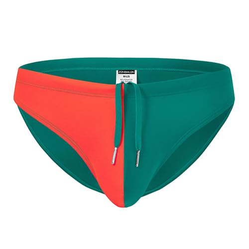 BIATWOWR Sexy Low-Rise Men's Swim Briefs with Bulge Pouch & Adjustable Drawstring Green-M von BIATWOWR