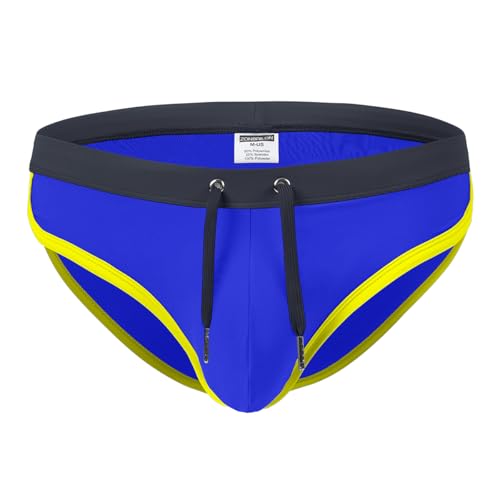 BIATWOWR Sexy Low Rise Swim Brief with Adjustable Drawstring and Bulge Pouch Blue-L von BIATWOWR