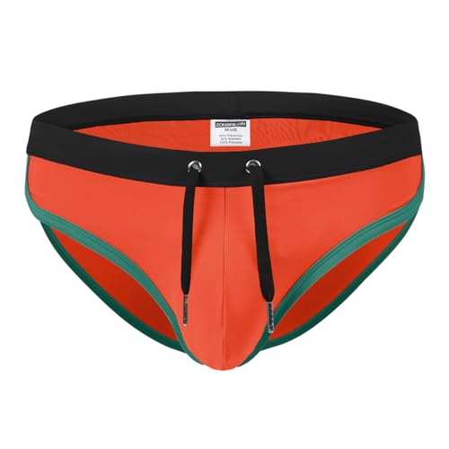 BIATWOWR Sexy Low Rise Swim Brief with Adjustable Drawstring and Bulge Pouch Red-M BIATWOWR Sexy Low Rise Swim Brief with Adjustable Drawstring and Bulge Pouch Red-M von BIATWOWR