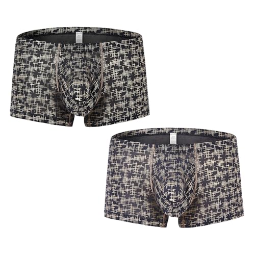 BIATWOWR Sexy Printed Low Rise Boxershorts with Bulge Pouch Comfortable and Stylish Mens Underwear Black+Grey-XL BIATWOWR Sexy Printed Low Rise Boxershorts with Bulge Pouch Comfortable and Stylish Mens Underwear Black+Grey-XL von BIATWOWR
