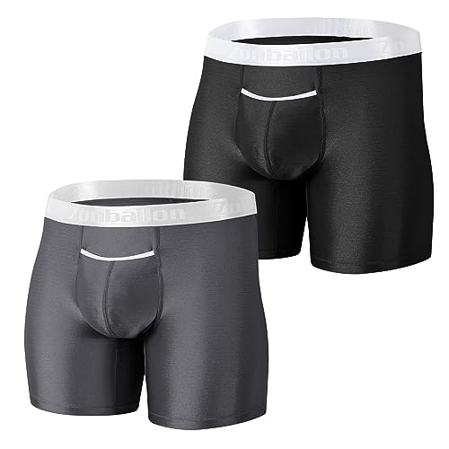 BIATWOWR Silk Boxers Briefs Underwear Mens Horizontal Fly Men Ultra Breathable Enhancing Pouch Gray 2XL von BIATWOWR