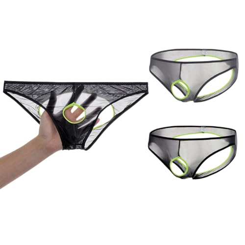 BIATWOWR Unterhosen Männer Slip Herren Open Pouch Sexy Unterwäsche mit separater Testikelstützung hervorhebender Beuteltasche 2 Multi 2XL von BIATWOWR