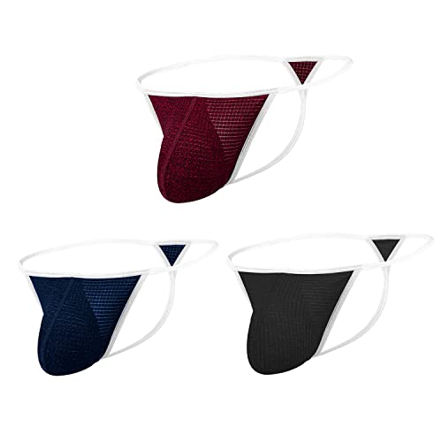 BIATWOWR Unterstützender Herren-Tanga Niedrig Geschnitten, Elastisch, Atmungsaktives Mesh, ohne Etikett Slips Unterwäsche 3 Multi 3XL von BIATWOWR