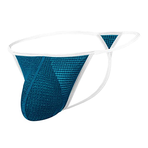 BIATWOWR Unterstützender Herren-Tanga Niedrig Geschnitten, Elastisch, Atmungsaktives Mesh, ohne Etikett Slips Unterwäsche Blau M von BIATWOWR