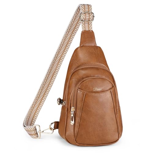 BIAVOI Crossbody-Taschen für Damen, Diebstahlschutz, veganes Leder, RFID-blockierende Brusttasche für Reisen, Braun, Umhängetaschen von BIAVOI