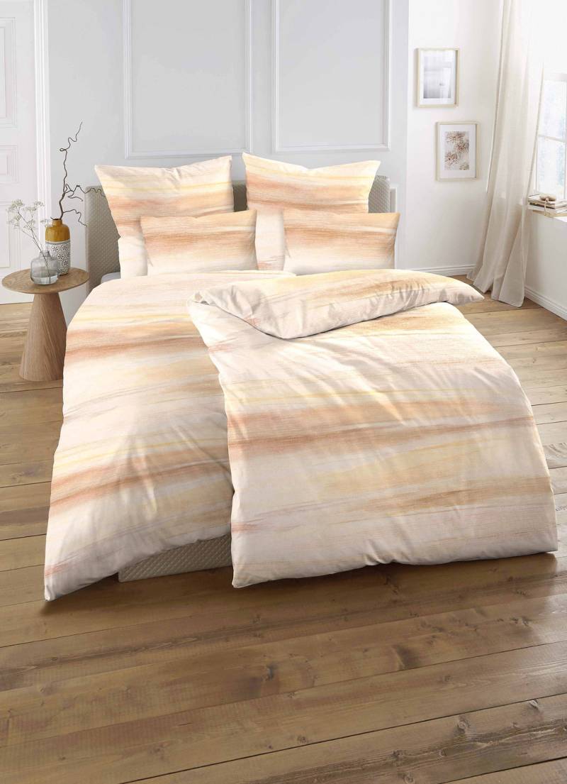 Beidseitig bedruckte Bettwäsche-Garnitur, Größe 114 (80/80 cm + 155/200 cm), Gelb von BIBERNA