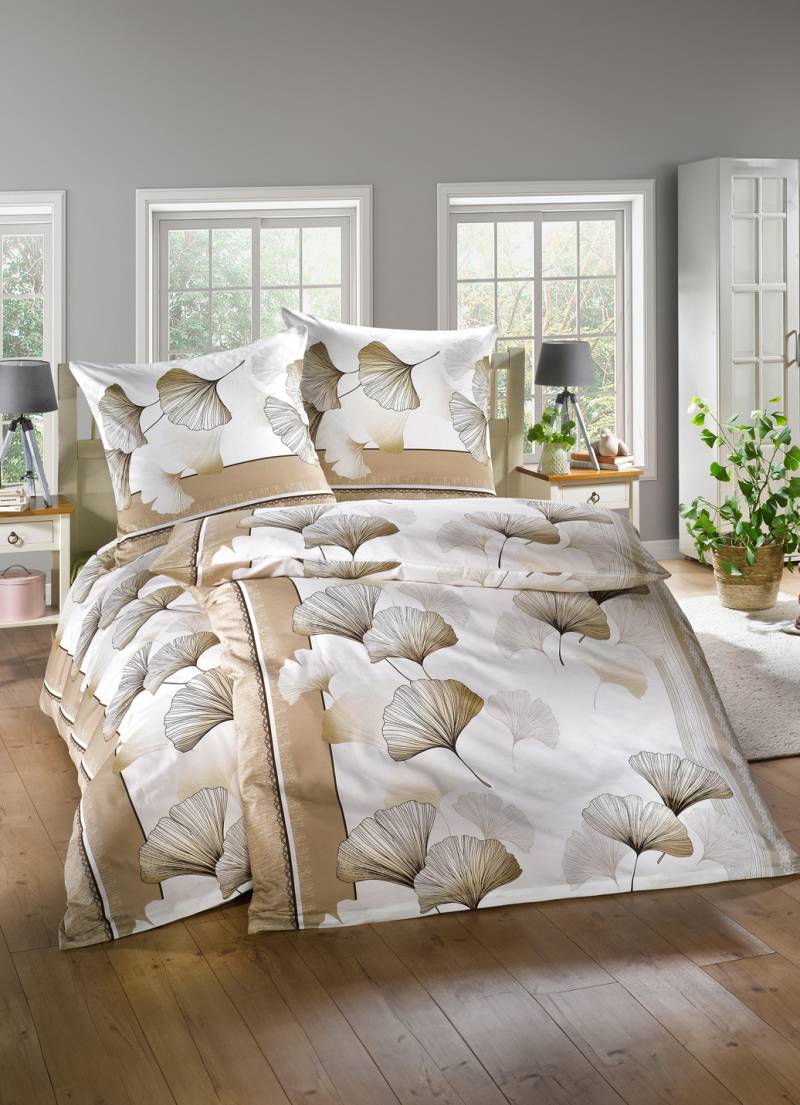 Bettwäsche-Garnitur aus dem Hause Biberna, Größe 114 (80x80 cm + 155x200 cm), Natur von BIBERNA