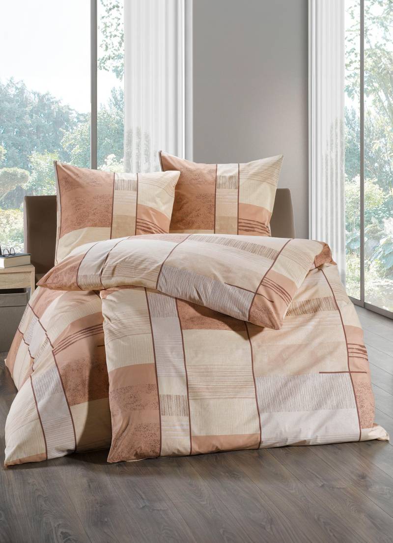 Bettwäsche-Garnitur mit Reißverschluss, Größe 115 (80/80 cm + 155/220 cm), Natur von BIBERNA