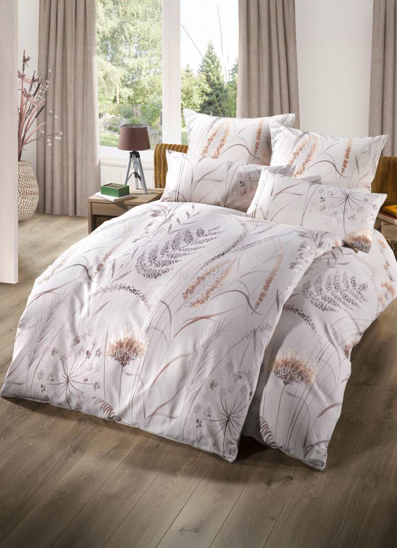 Biber Bettwäsche-Garnitur von Biberna, Größe 111 (40x80 cm + 135x200 cm), Natur von BIBERNA