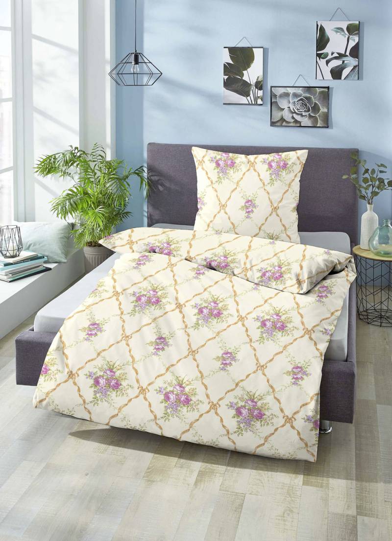 Bettwäsche-Garnitur in kuschelweicher Qualität, Größe 114 (80/80 cm + 155/200 cm), Qualität Biber, Gelb von BIBERNA