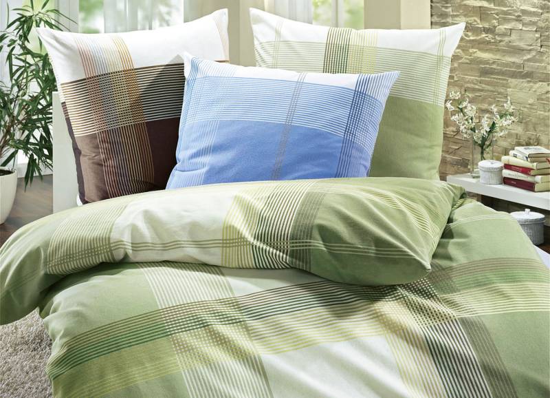 Bettwäsche-Garnitur Made in Germany, Größe 115 (80x80 cm + 155x220 cm), Qualität Linon, Braun von BIBERNA