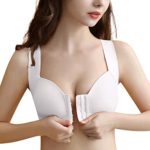 BIBILILI Damen Sora BH Frontverschluss 5D Formung Nahtlose Push Up Spitze BHs für Frauen Front Close Sport BHs für Frauen Operation Haltung Korrektor BH für Frauen, weiß, 60 von BIBILILI