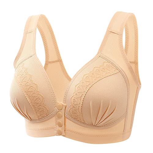 BIBILILI Sora BH für ältere Frauen, Frontverschluss, 5D-Sculpting Uplift BH, Damen-Schönheit hinten, nahtloser Spitzen-BH, Vorderverschluss, Damen-Tank-Tops mit integriertem BH, beige, 105 von BIBILILI