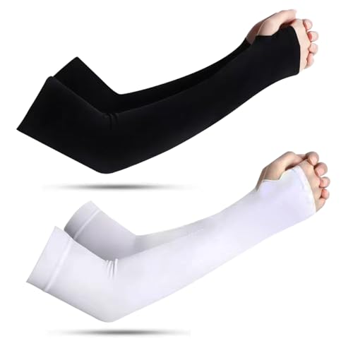 2 Paar Armstulpen Damen Sommer,Arm Sleeve Uv Schutz ärmel Sonnenschutz Armlinge Radsport Herren Arm Sleeves Schwarz Weiß Stretch Stoff ärmlinge Armsleeve,für Volleyball Basketball Sport Protection von BIBITI