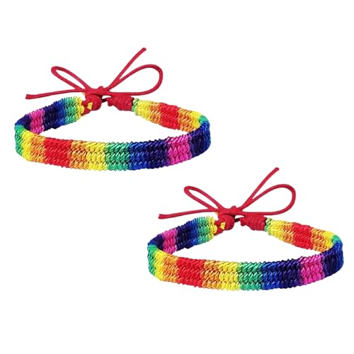 2 Stück Regenbogen Armband,Rainbow Lgbt Pride Bracelet Handmade Braided,Lgbtq Armbander,Freundschaftsband,FreundschaftsbäNder,Gewebte Bunte Bracelets Accessoires,Pride-Armband,for Women Girls Men von BIBITI