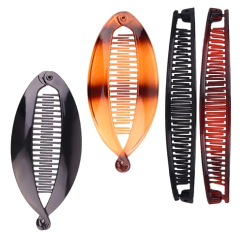 4 Stück Banana Clip Dickes Haar,Bananenspange Haare Bananen Haarspangen Damen Haarspange Banane Haarklammern Hair Clips Haarklammer Set Vintage Bananenklammer Klein,für Dünnes Feines Thick Lockiges von BIBITI