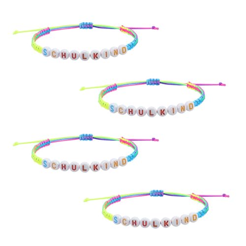 4 Stück Schulkind Armband Mädchen,Einschulung Jungen Armbänder Kinder Geschenk,Schulanfang Friendship Bracelet Geschenke,Geschwister Schultag Kleine Klasse Kinderarmband Set für Schilkind Gastgeschenk von BIBITI
