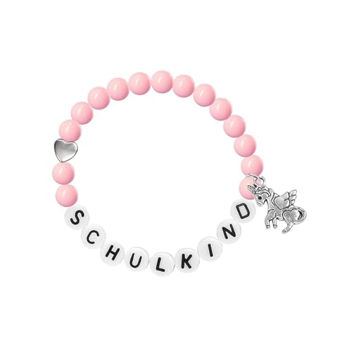 Armband Einschulung Mädchen Geschenk,Schulanfang Endlich Schulkind Geschenke Zum Schulbeginn Armbänder,Schule Deko Schulanfangsgeschenke Glücksbringer Kette Personalisiert für Kinder Einschulungs von BIBITI