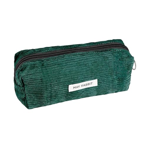 Federmäppchen Aesthetic Cord-Stoff,Mädchen Grun Kinder Clean Mäppchen Klein Cord Pencilmäppchen,Erwachsene Stoff Kordstoff Stiftetasche Federmappe für Girl Weichem Mit Cordstoff School Corduroy Case von BIBITI