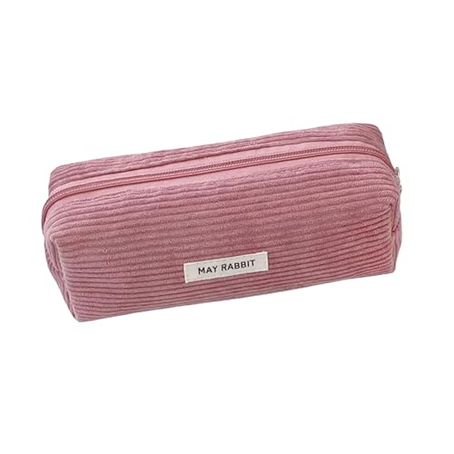 Federmäppchen Aesthetic Cord-Stoff,Mädchen Kinder Clean Mäppchen Klein Cord Pencilmäppchen,Erwachsene Stoff Kordstoff Stiftetasche Federmappe für Girl Weichem Mit Cordstoff School Corduroy Case(Rosa) von BIBITI
