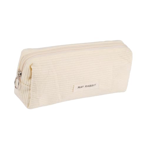 Federmäppchen Aesthetic Cord-Stoff,Mädchen Kinder Clean Mäppchen Klein Cord Pencilmäppchen,Erwachsene Stoff Kordstoff Stiftetasche Federmappe für Girl Weichem Mit Cordstoff School Corduroy Case(Beige) von BIBITI