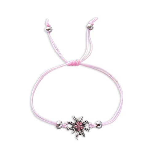 BIBITI Oktoberfest Accessoires Damen,Dirndl Schmuck Trachtenschmuck Edelweiss Oktoberfest Armband Deko Dirndlschmuck Trachten Edelweiß Armbänder Zubehör für Damen Herren Wiesn Party Armkette (Rosa) von BIBITI