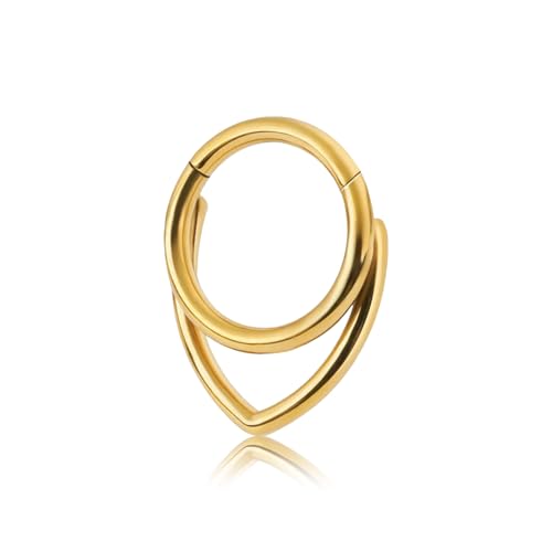 BIBITI Septum Piercing Silber,Daith Piercing Gold Schmuck Nasenring Nose Ring Nasenpiercing Septum Clicker Nasenringe Piercings Ringe Stechen Rings Damen Segmentring Stainless Steel,für Frau (Gold) von BIBITI