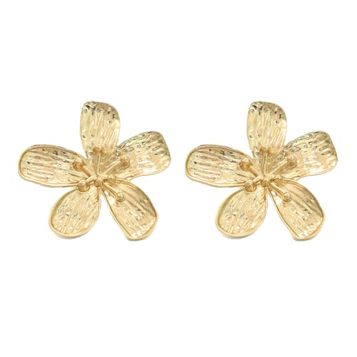 Ohrringe Gold,Statement Ohrringe Blumen Ohrring Damen Blume Schmuck Große Goldene Blumenohrringe Hypoallergene Modeschmuck Flower Earrings Boho Ohringe Groß Elegante Ohrstecker,für Hochzeit Frauen von BIBITI