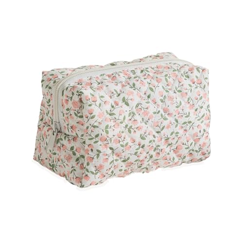 Kosmetiktasche Mädchen,Makeup Bag Rosa Blumen Girls Tragbare Aesthetic,Frauen Blumenmuster Make Up Bag,Lehrerin Portable Gänseblümchen Cosmetic Tasche für Damen Trip Mit Make-Up-Reiseetui(Pink) von BIBITI