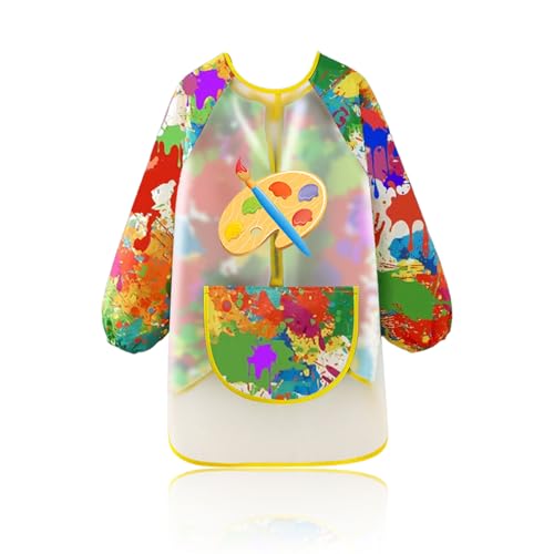 Malkittel Schule 1. Klasse,Malschürze Kinder 8-10 Jahre,Kind Grundschule Malerkittel,Children Maler Wasserdicht Malen Kittel mit Taschen,Kunstunterricht Langen ärmeln Tuschkittell für School Junge von BIBITI