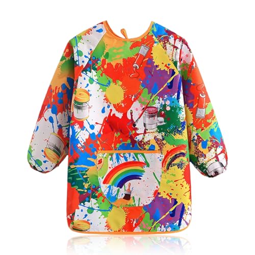 Malkittel Schule 1. Klasse,Malschürze Kinder 8-10 Jahre,Kind Grundschule Malerkittel,Children Maler Wasserdicht Malen Kittel mit Taschen,Kunstunterricht Langen ärmeln Tuschkittell für School Junge von BIBITI