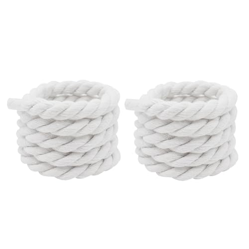 Rope Laces für Air Force 1 Campus,Dicke Schnürsenkel Weiß Rund Chunky Elastische Kinder Shoe Lace Weiße Dick Breit Fat Baumwoll Seil Schuhschnürsenkel Damen Sneaker Zubehör Schnursenkel Schuhband von BIBITI