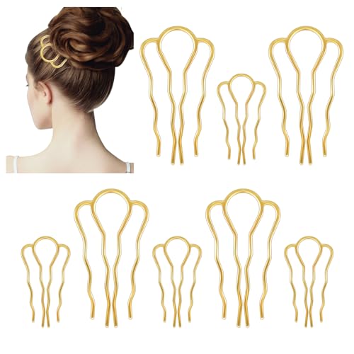 Haarkämme Steckkamm Metall 10 Stück 2 Größen Haar Steckkamm, 4 Zähne Haarschmuck Kamm Gold Einsteckkamm Seitenkamm für Frauen Mädchen von BIBLIA