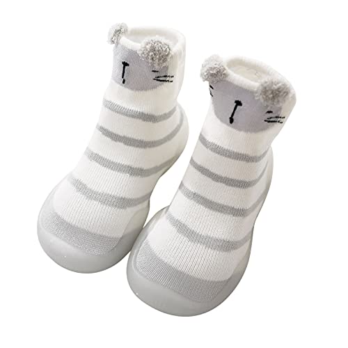 Baby Krabbelsocken Kleinkind Hausschuhe rutschfest Boden Socken Jungen Mädchen Lauflernschuhe Schlauch Babysocken Cartoon Strick Hüttenschuhe Weich Bequem Flache Schuhe Barfußschuhe (0-4Y) von BIBOKAOKE