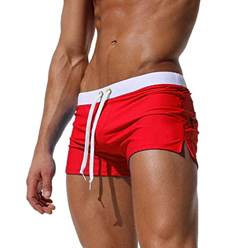 BIBOKAOKE Badehose Herren Kurz Eng Sexy Badeshorts Kurze Schwimmhose Badeslip Drawstring Schwimm-Shorts Wassersport kurz eng anliegend Badeslip Badehose Surfshorts Badeshorts Herren Blau von BIBOKAOKE