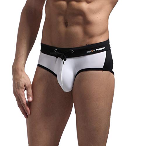 BIBOKAOKE Badehose Herren Kurz Eng Sexy String Bikinihose Kurze Schwimmhose Urlaub Strandshorts Stretch Bademode Slips Badepants Boardshorts Badeshorts Herren Stretch Diagonal Stripe Badehose von BIBOKAOKE