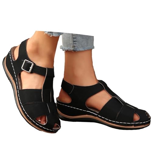 BIBOKAOKE Badeschuhe Damen Leicht Strandschuhe Retro Lederschuhe Wasserdicht Weich Sohlen Slides Freizeit Sportschuhe Rutschfest Slip on Sommerschuhe Weite Joggingschuhe Komfort Walkingschuhe von BIBOKAOKE