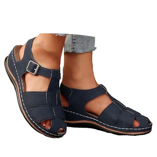 BIBOKAOKE Badeschuhe Damen Leicht Strandschuhe Retro Lederschuhe Wasserdicht Weich Sohlen Slides Freizeit Sportschuhe Rutschfest Slip on Sommerschuhe Weite Joggingschuhe Komfort Walkingschuhe von BIBOKAOKE