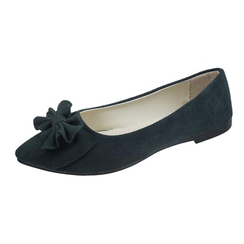 BIBOKAOKE Ballerinas Damen Flache Shoes Spring Summer and Autumn Lightweight Suede Pointed Shallow Mouth Soft Bottom Bow Single Daily Dating Commuting Large Size Ballet Damenschuhe von BIBOKAOKE