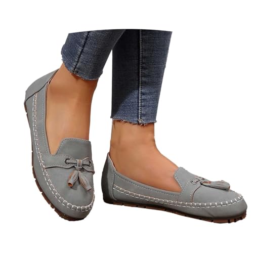 BIBOKAOKE Ballerinas Damen Leicht Einfarbige Balerinaschuhe Sportliche Halbschuhe Mittelalter Schuhe Bequem Freizeitschuhe Rutschfest Gymnastikschuhe Slip on Trachtenschuhe Orthorinas Ballerina von BIBOKAOKE