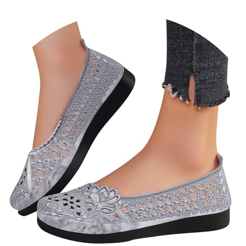 BIBOKAOKE Barfuß Ballerina Damen Flache Wasserdicht Walkingschuhe Rutschfest Stoffschuhe Leicht Loafers Plateau Joggingschuhe Freizeit Loafers Einfarbige Sport Fitnessschuhe Sportlich Tanzschuhe von BIBOKAOKE